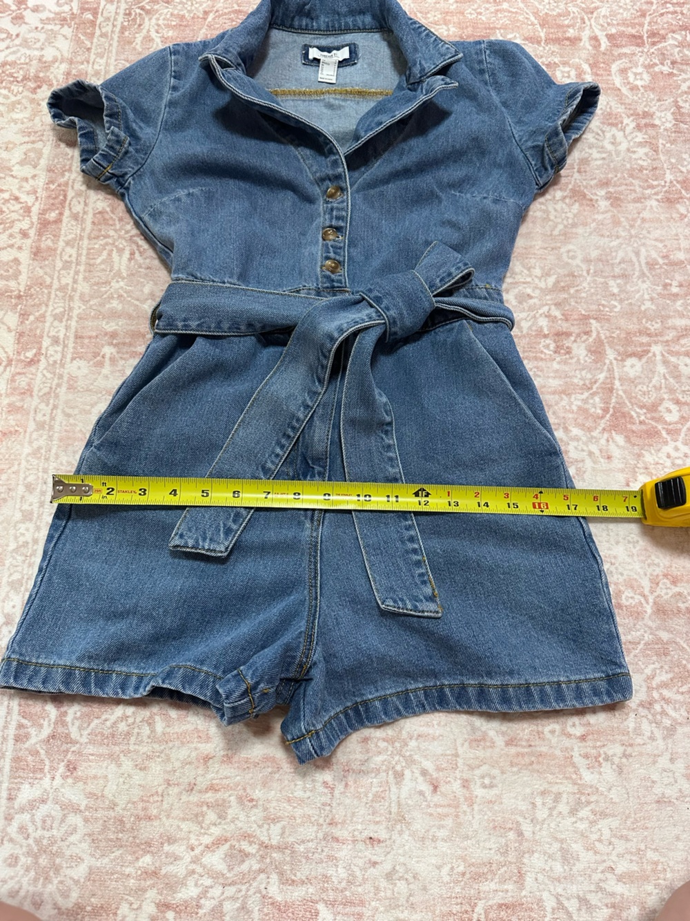 Belted 🩵 Denim Shorts Romper - Picture 9 of 14